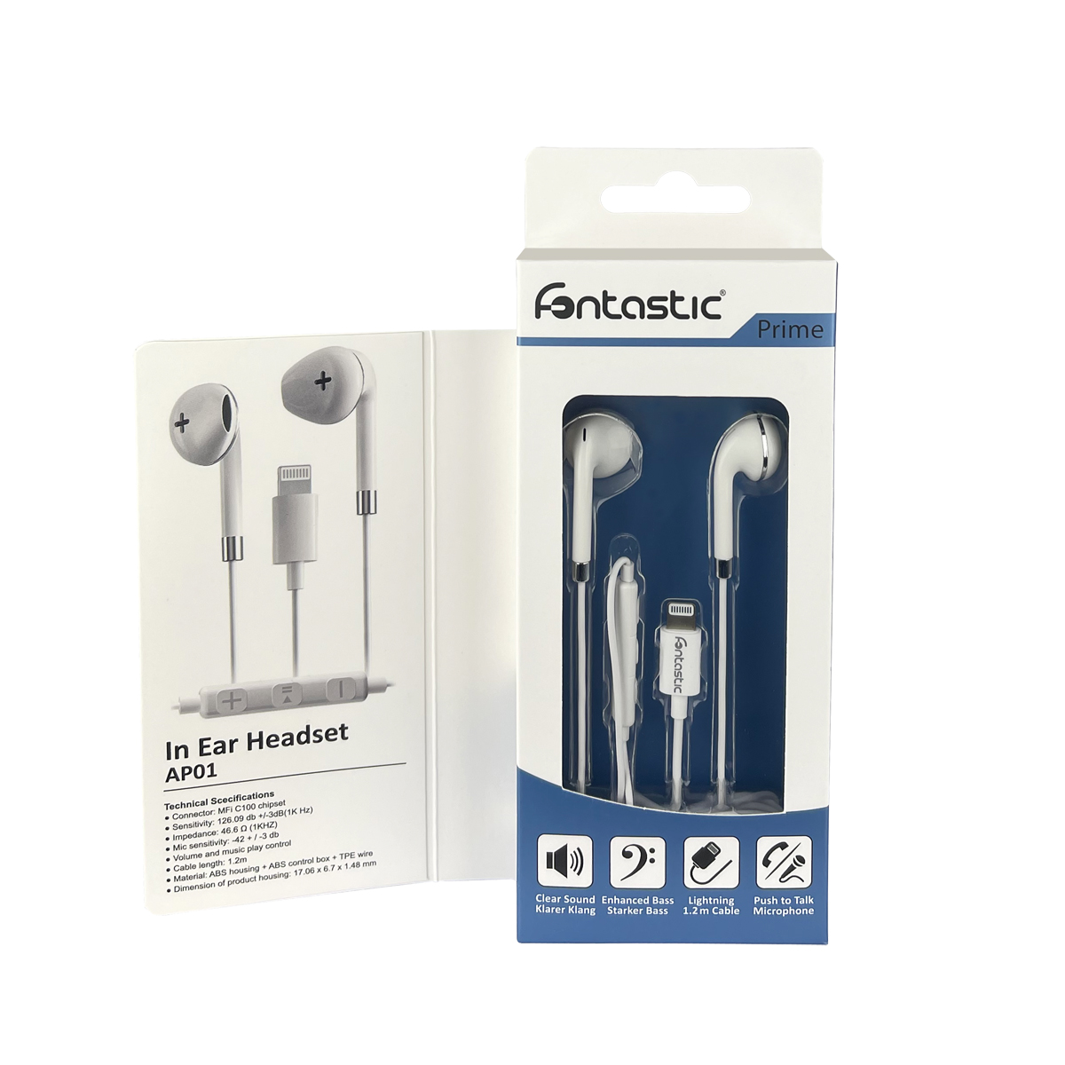 Fontastic n Ear Headset MFI zertifiziert mit Lightning Stecker
