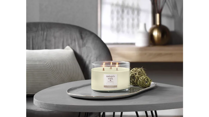 nature's wick 3-Docht-Kerze im Glas Cashmere Wool