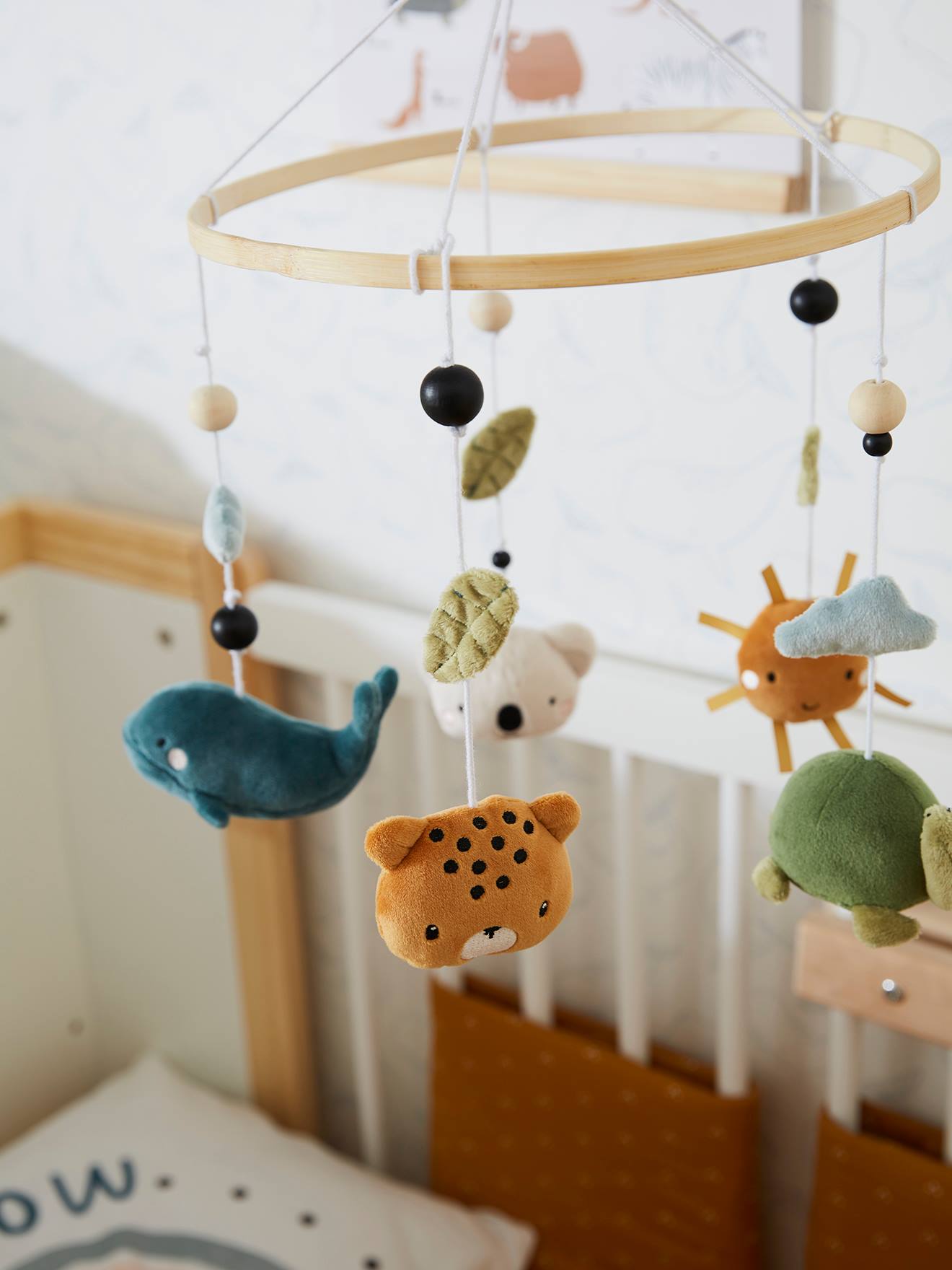 Mobile musical MINI ZOO beige / multicolore