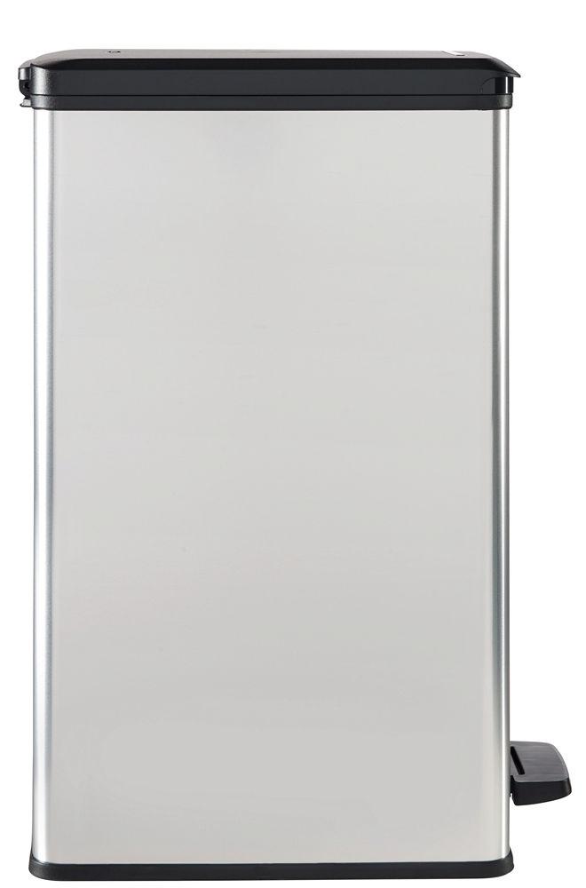 Curver DECO SLIM BIN Abfalleimer 40L mit Fußpedal silber metallic