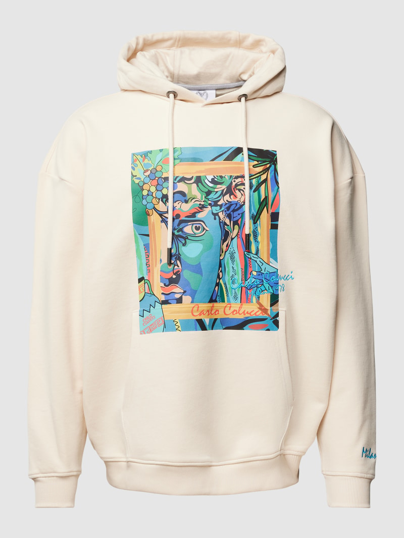 Hoodie mit Motiv-Print in offwhite