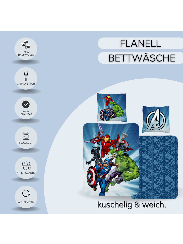 MARVEL COMICS Jungen Bettwäsche-Set Flanell 