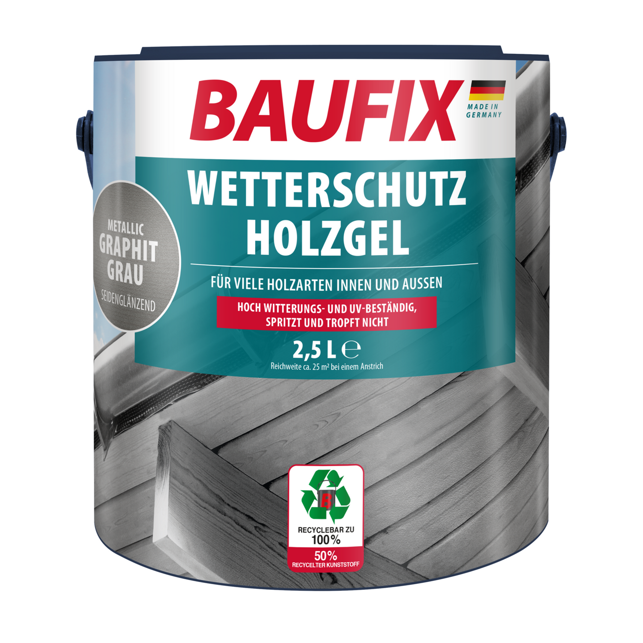 Baufix Wetterschutz-Holzgel graphitgrau metallic 2,5L