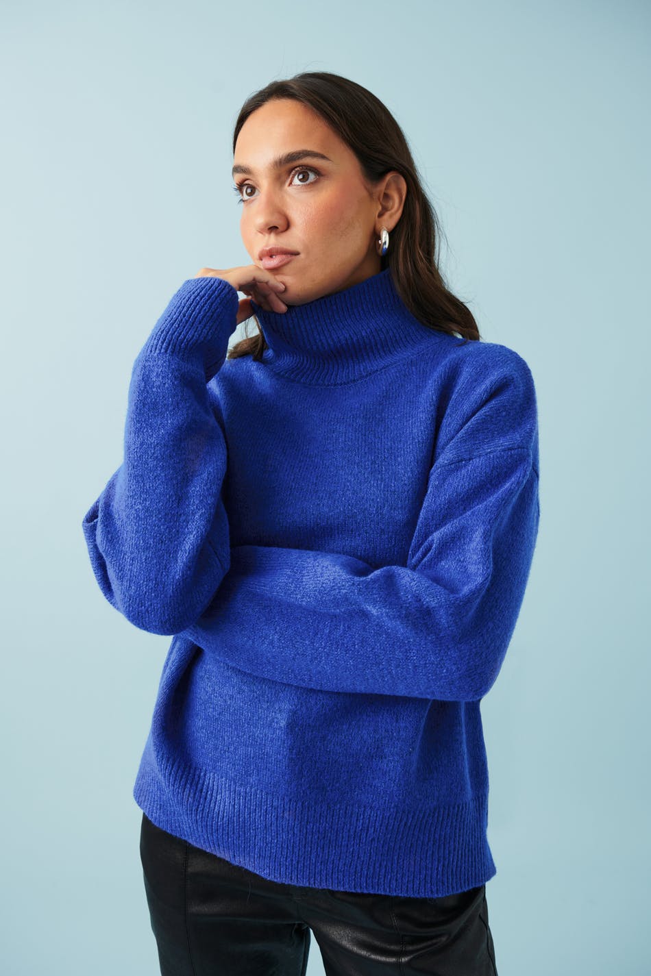 Funnel neck knit sweater