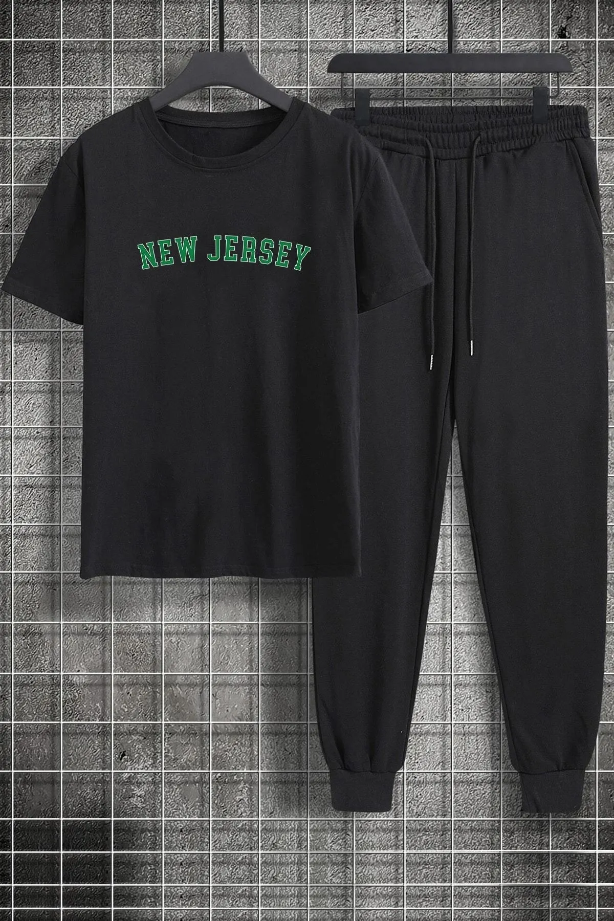 uyguntarz  Zweiteiliges Unisex-Trainingsanzugset mit New Jersey-Aufdruck