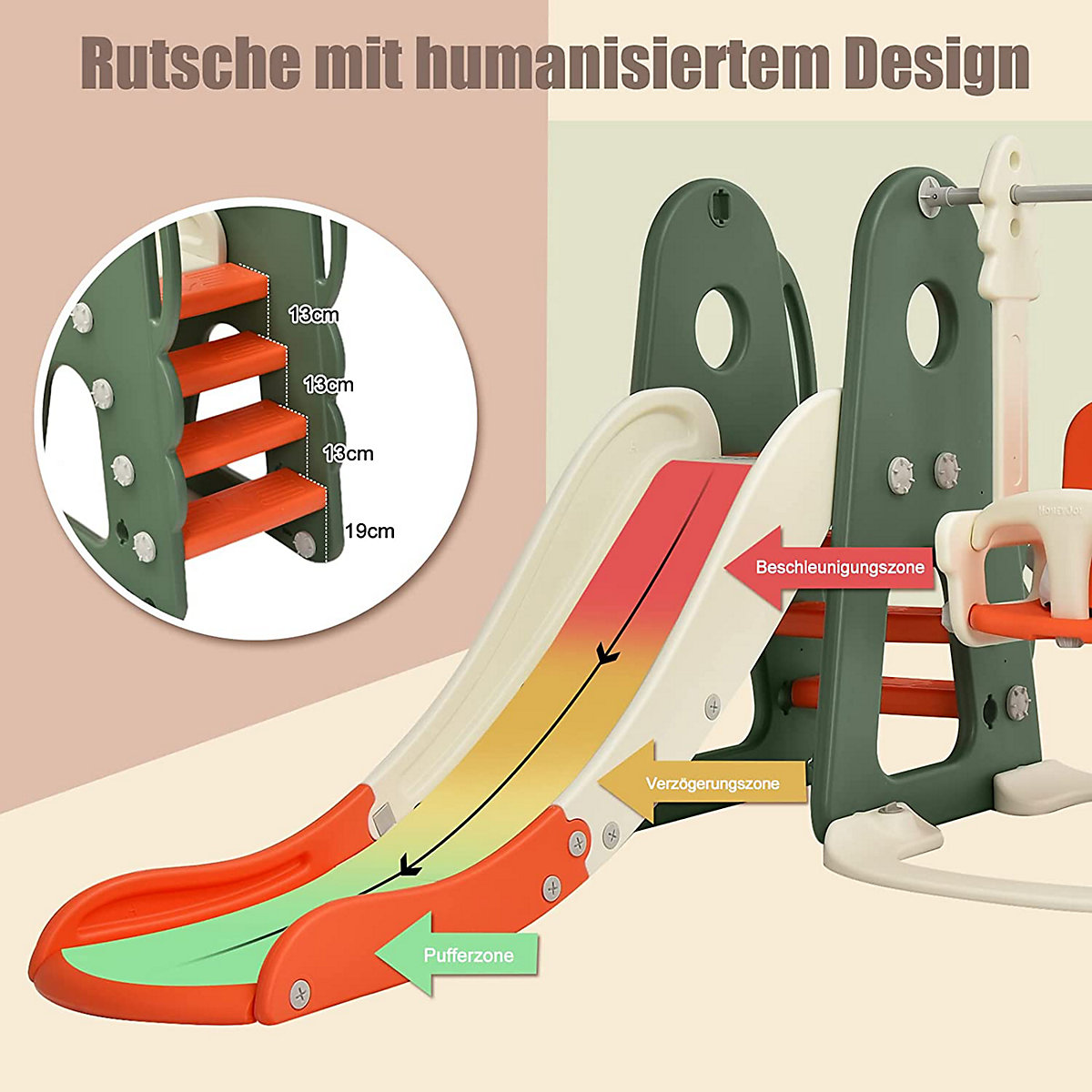 Rutsche 6 in 1 Spielplatz mit Schaukel & Fußballtor & Golfloch