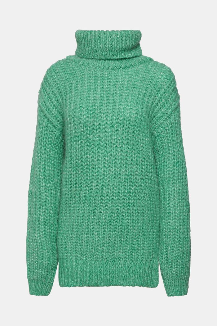 Grobstrickpullover mit Rollkragen, mit Alpaka und Wolle