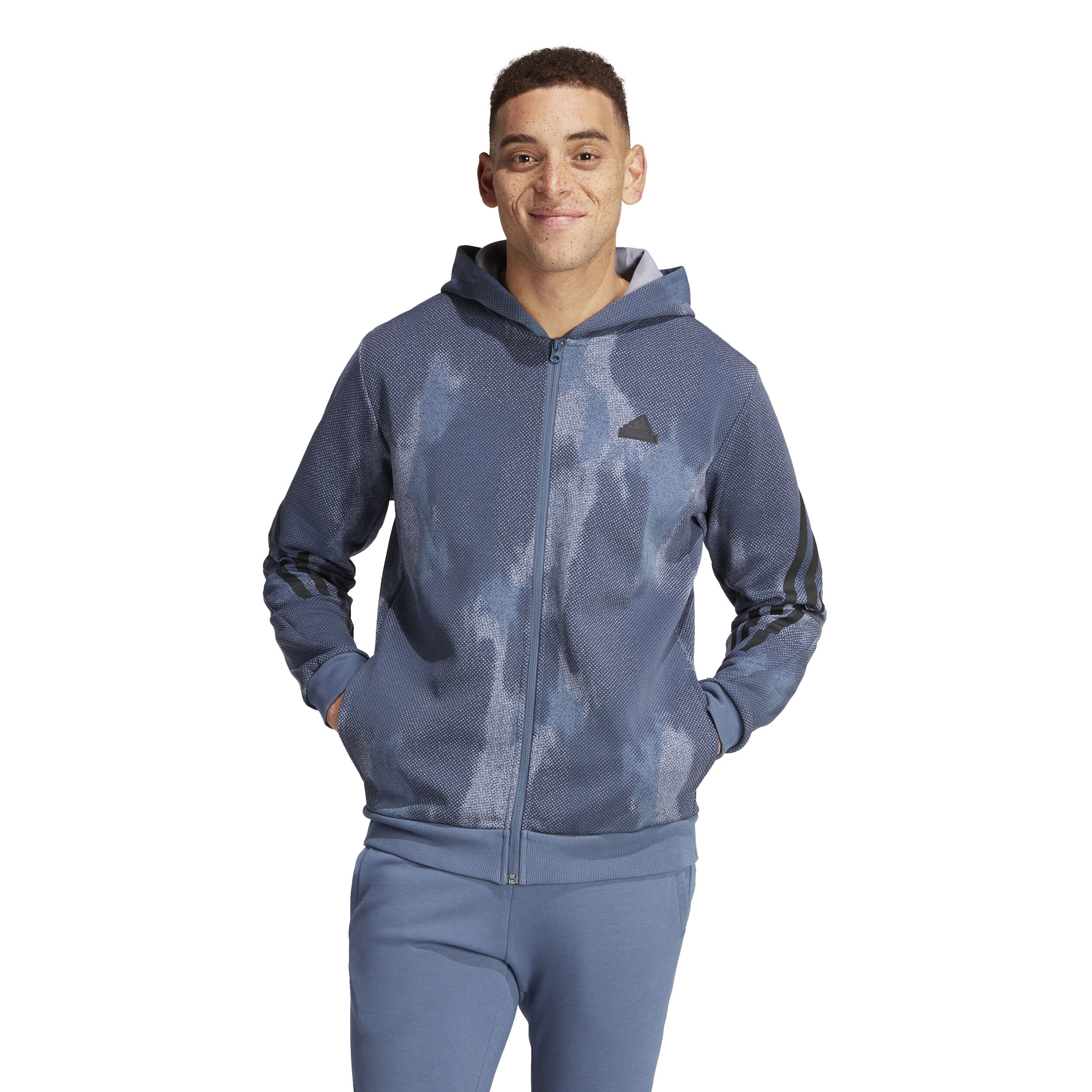 Future Icon 3 Stripes Sweatjacke Herren - Blau, Grau