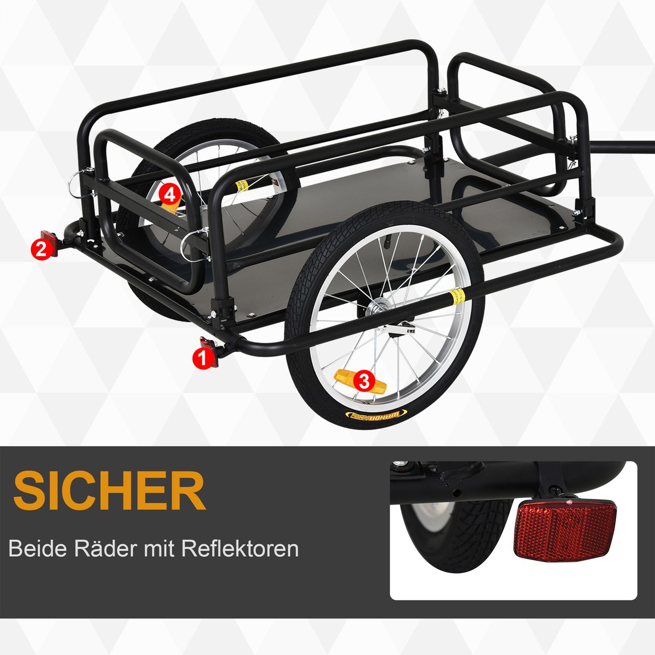 HOMCOM Fahrradanhänger Lastenanhänger für Fahrrad 40kg Belastbarkeit