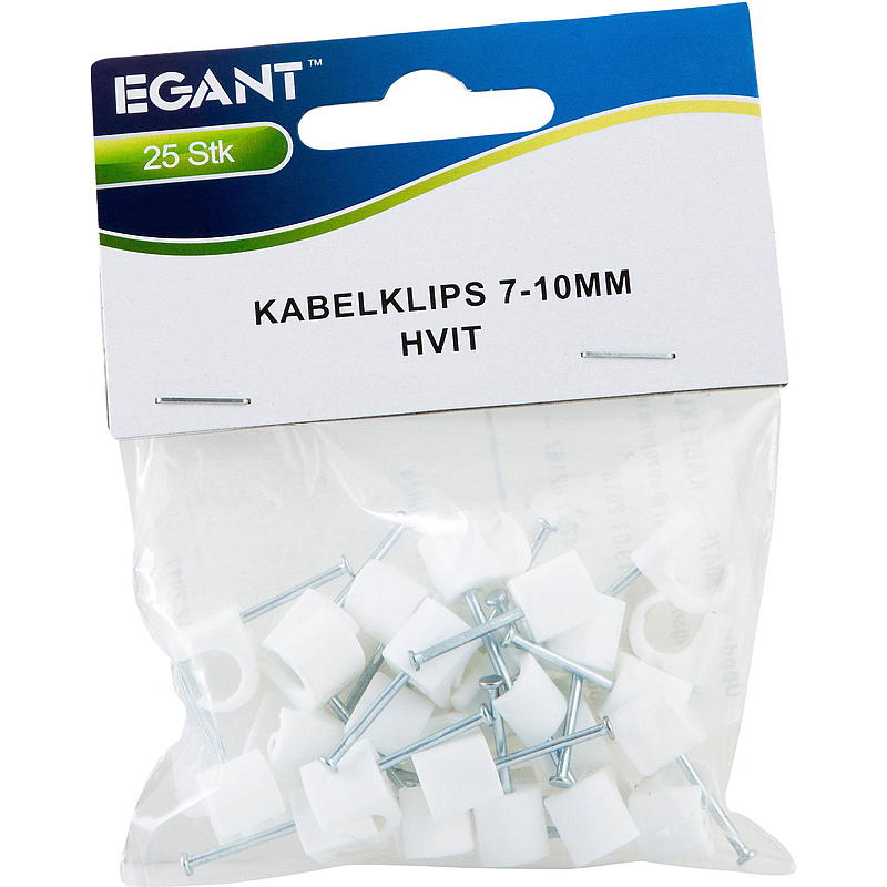 Egant Kabelklips 25-pk 7-10 mm, hvit