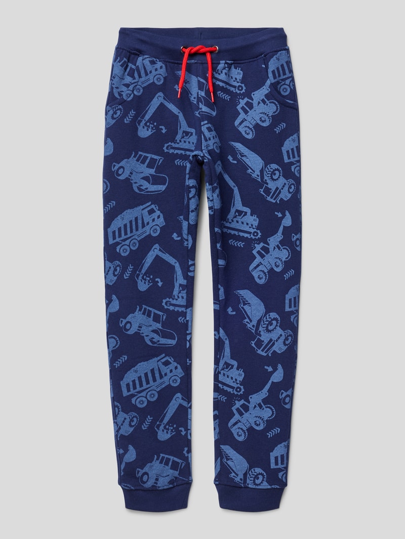 Sweatpants mit Allover-Muster in blau