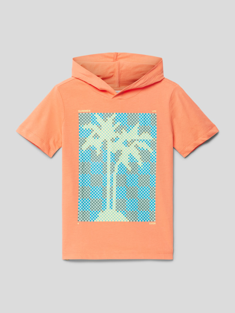 T-Shirt aus Baumwolle mit Motiv-Print in orange