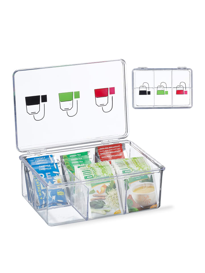 relaxdays Teebox in Transparent - (B)21,5 x (H)9 x (T)15 cm günstig kaufen onesize