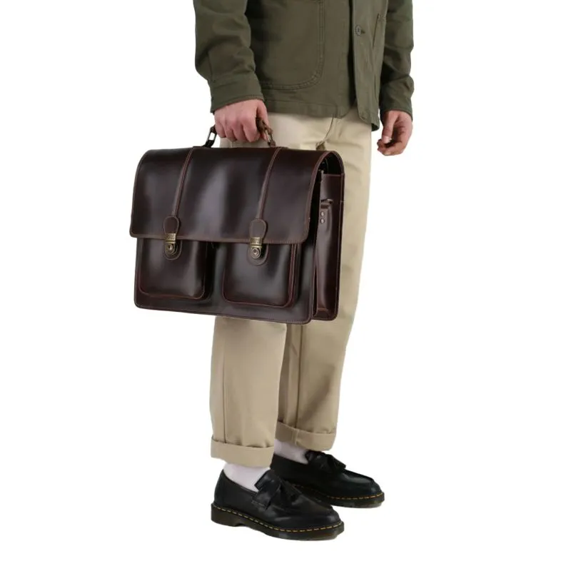 Buckle & Seam Leder Aktentasche Nevada - Braun \/ Dots