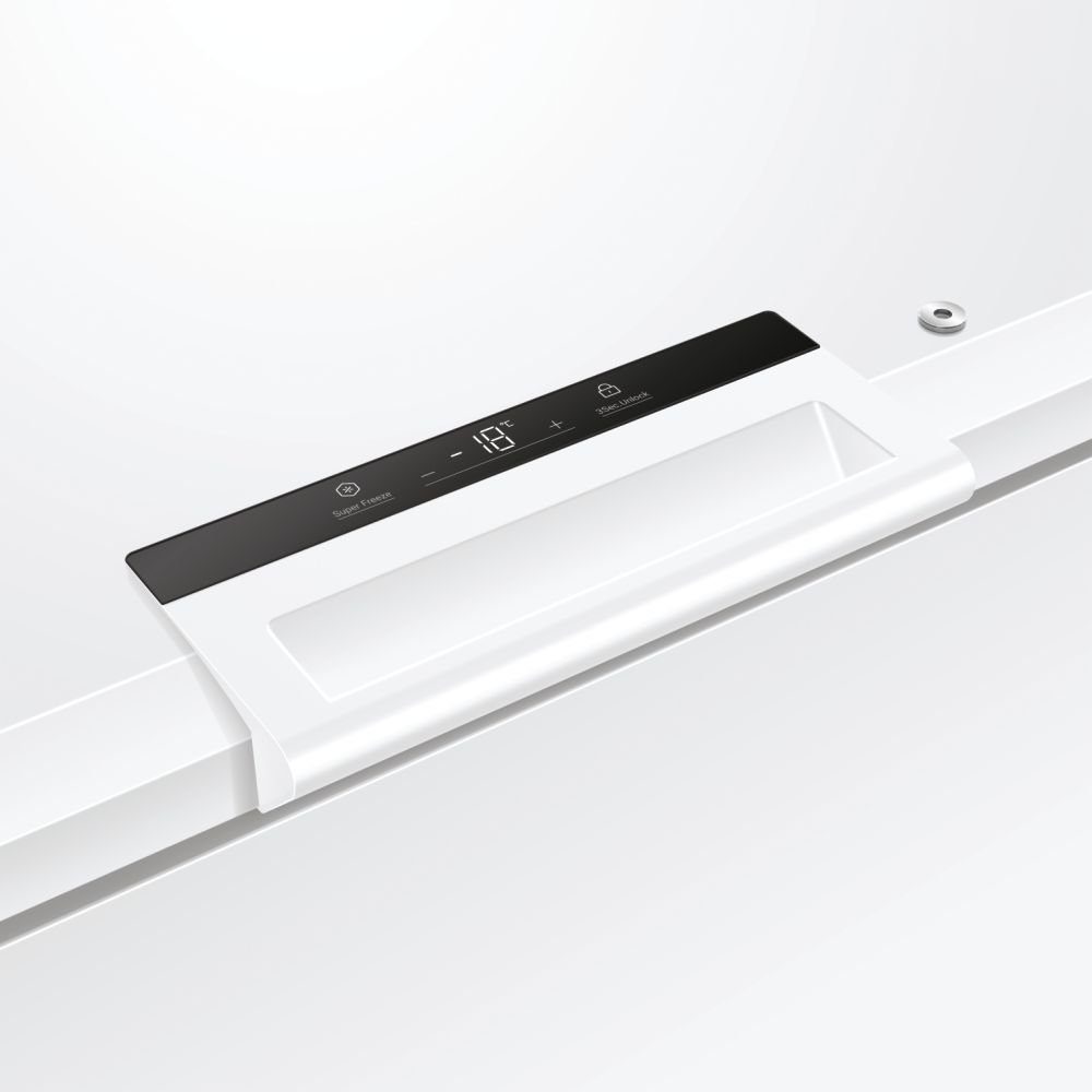 Haier Gefriertruhe HCE420E, 418L Freistehend weiß Super Gefrierfunktion EEK: E