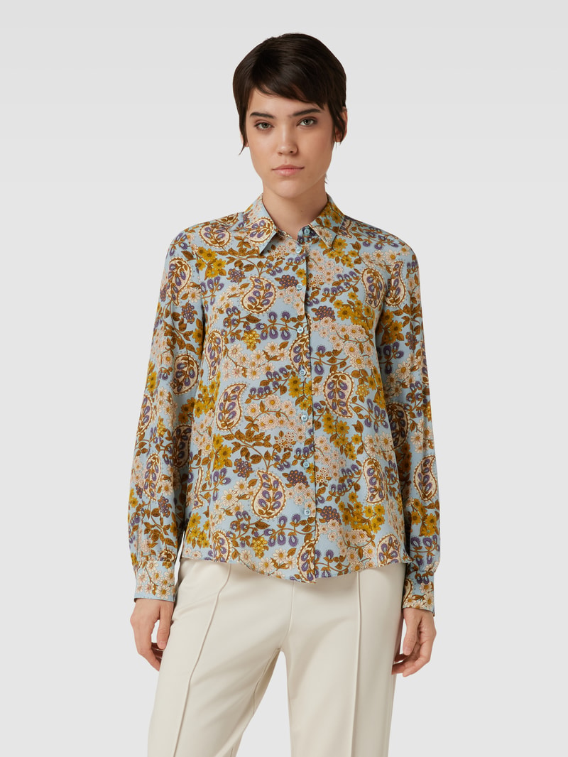 Seidenbluse mit Allover-Muster Modell 'BELFAST' in hellblau