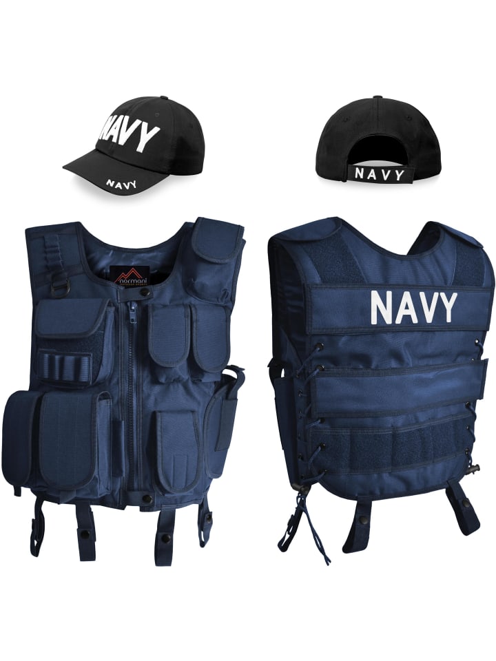 Normani Outdoor Sports Kostüm bestehend aus Weste, Patch und Cap in NAVY günstig kaufen