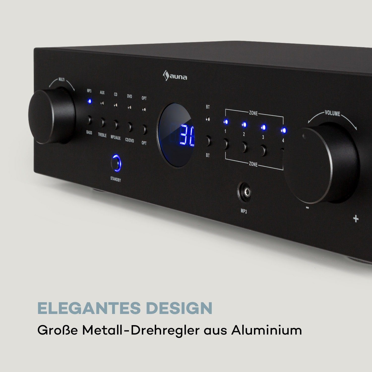 Auna AMP-CD950 DG Audioverstärker (Anzahl Kanäle: 4-Kanal, 800 W, Digital Audio Bluetooth Verstärker HiFi Stereo Amplifier Multikanal)