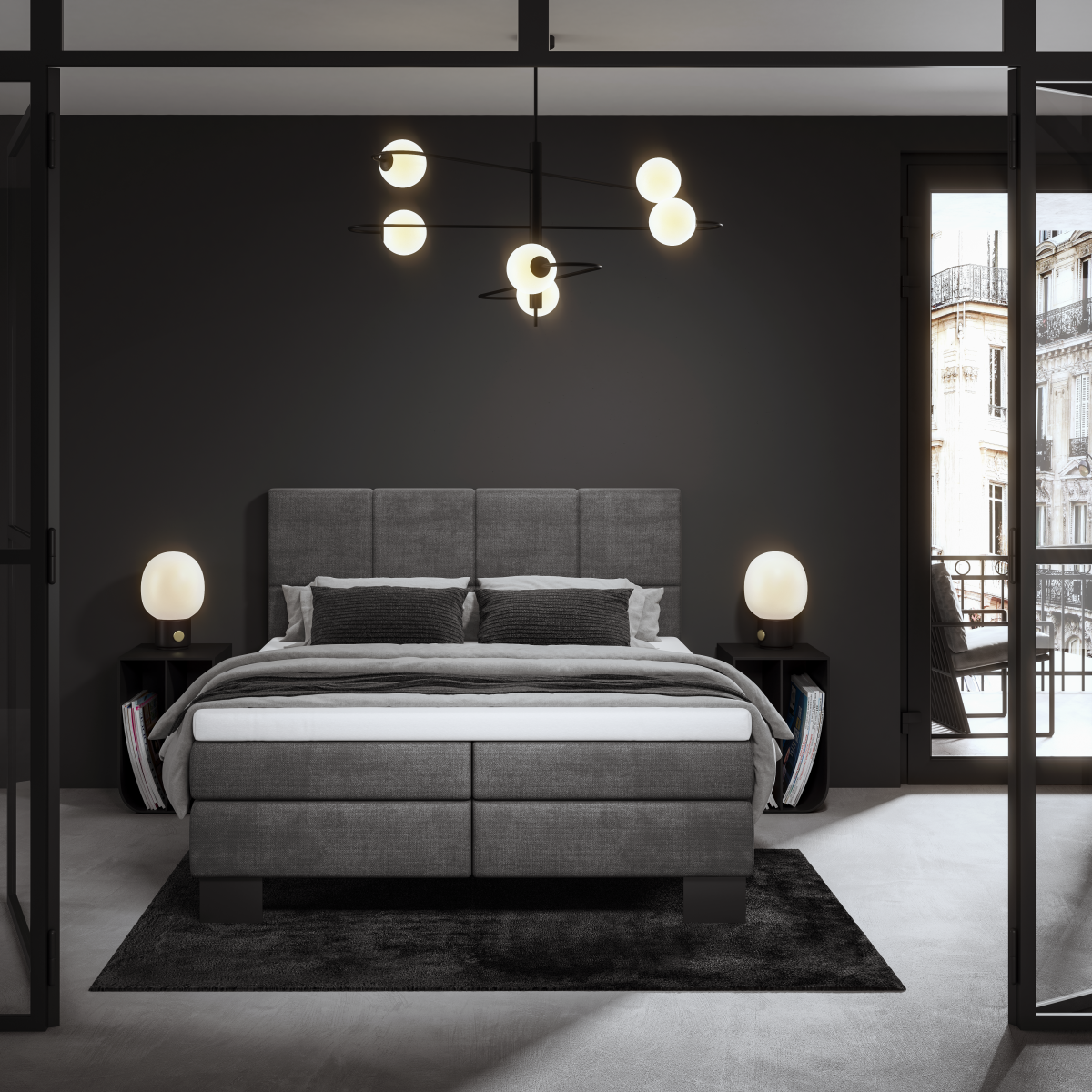 Schlaraffia Boxspringbett Chicago VZ Grau 180 x 200 cm