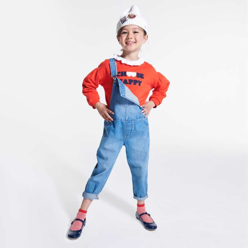 Salopette en jean délavé bleue fille