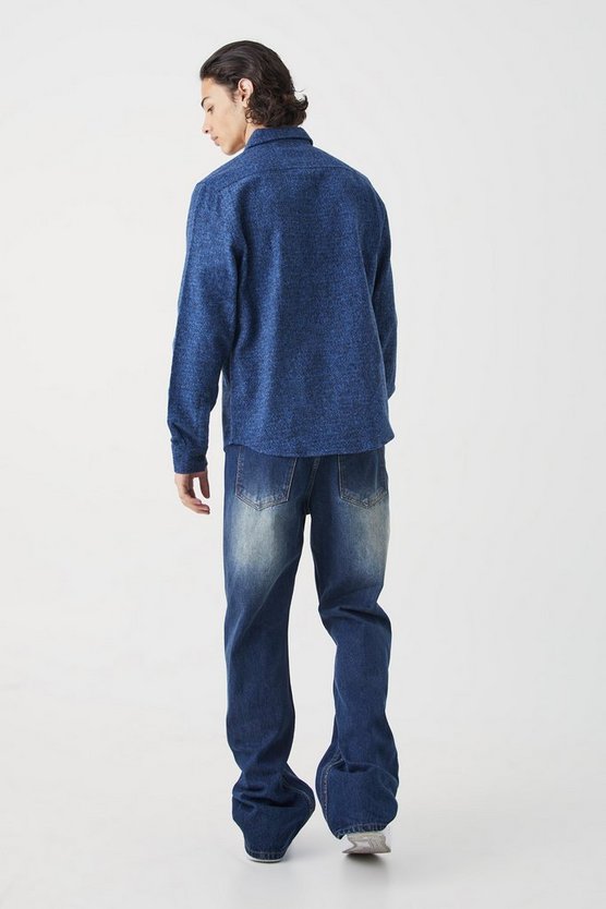 Overshirt in Wolloptik mit Knopfleiste