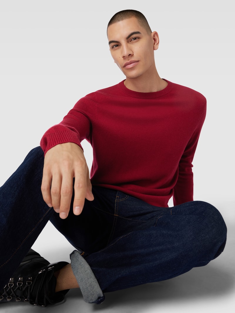 Strickpullover aus Kaschmir mit Rundhalsausschnitt in kirschrot