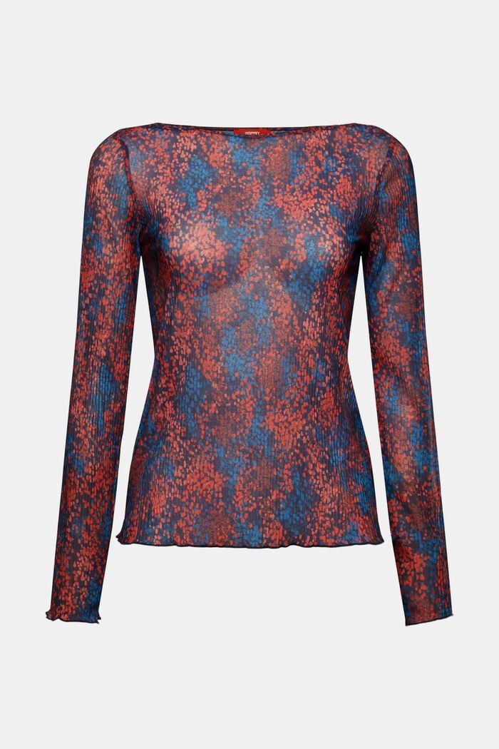 Plissiertes Mesh-Top mit Muster