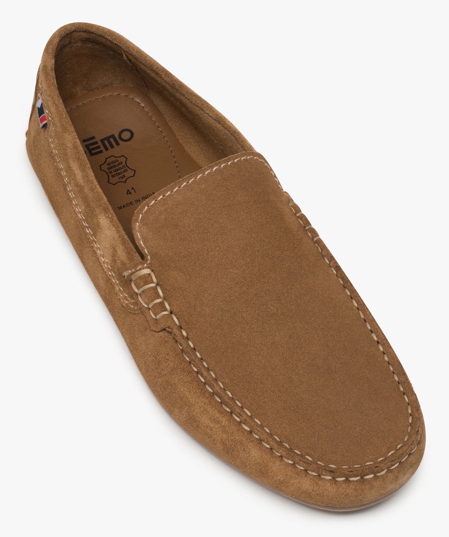 Mocassins homme unis dessus et intérieur cuir camel | GEMO