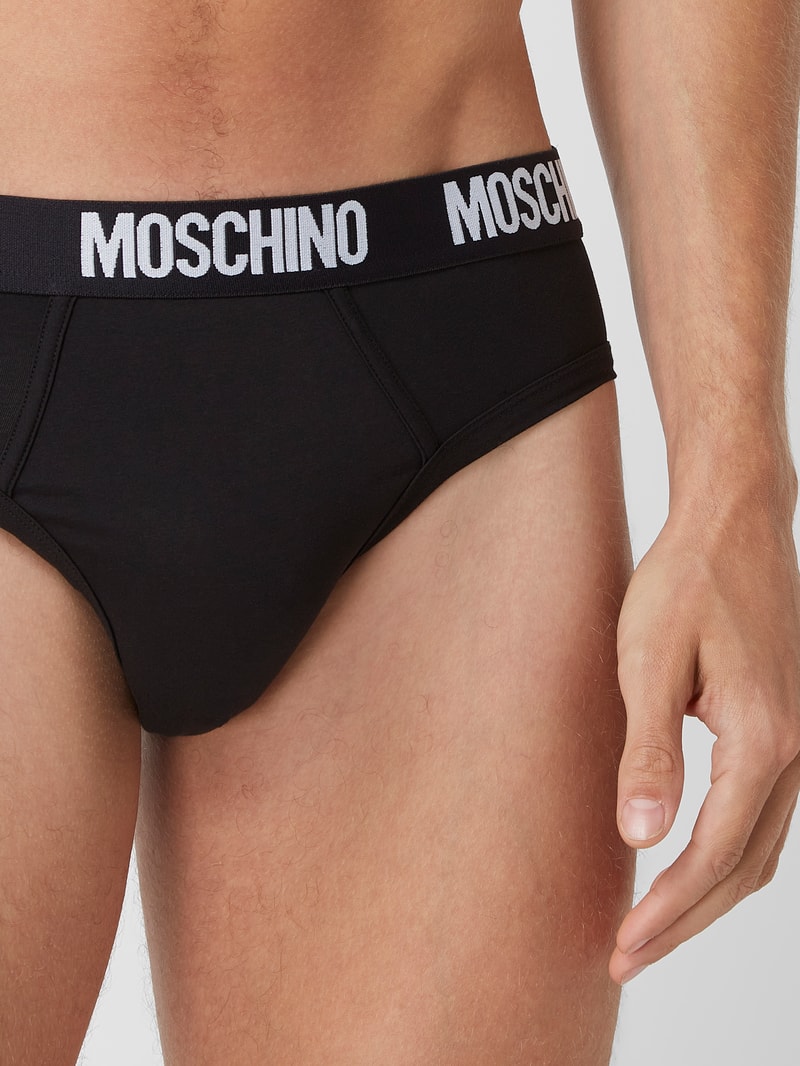 Slip mit Stretch-Anteil im 2er-Pack in schwarz