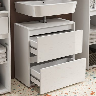 Vicco Waschbeckenunterschrank Badezimmerschrank MAJEST Weiß Hochglanz