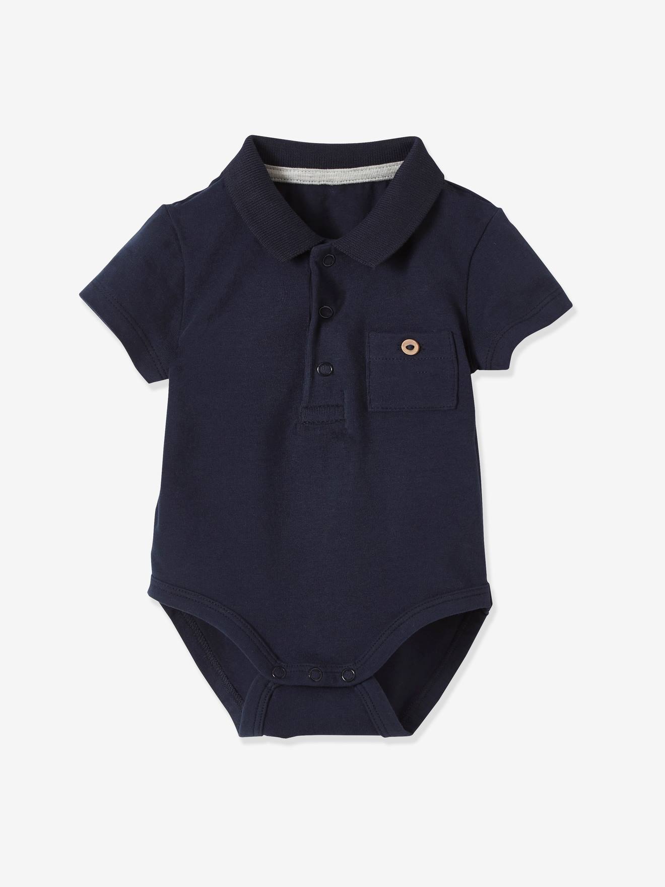 Lot de 2 bodies bébé naissance ouverture polo avec poche bleu ciel