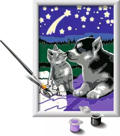 CreArt Hund und Katze - Malen nach Zahlen für Kinder ab 7 Jahren