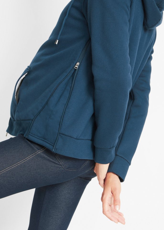 Umstands-Sweatjacke mit Baby-Einsatz und flauschiger Innenseite