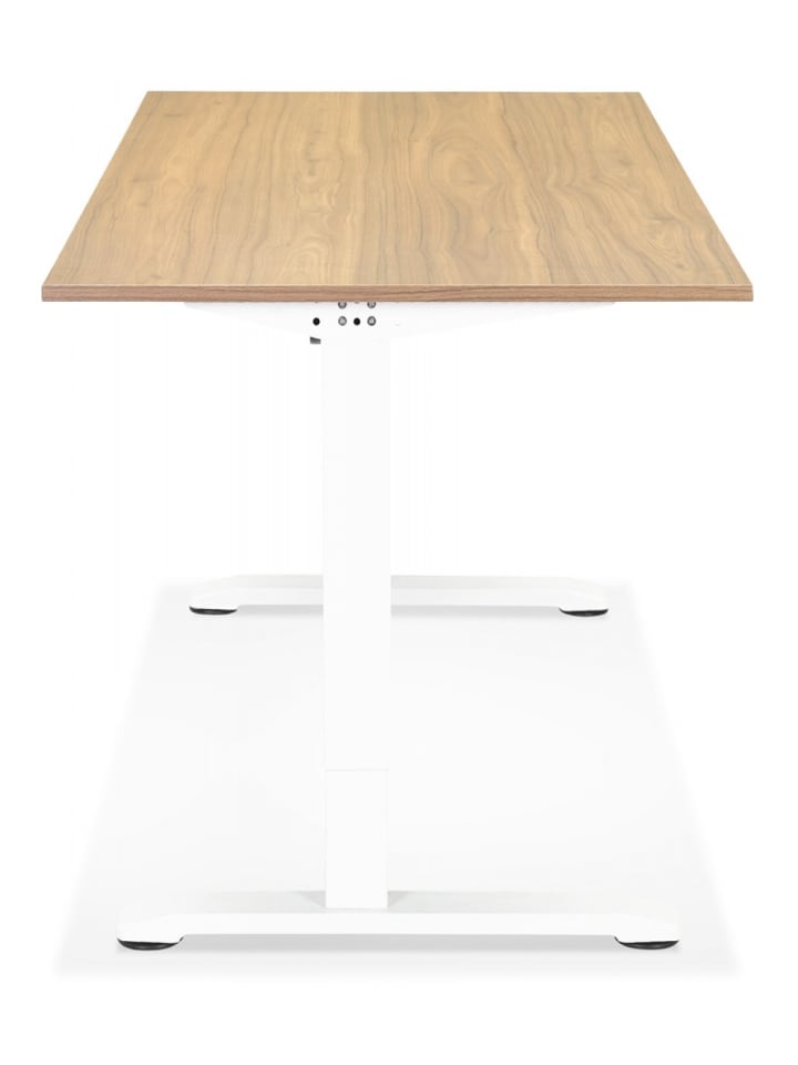 KADIMA DESIGN Höhenverstellbarer Schreibtisch aus Holz mit Metallgestell in Beige-Weiß günstig kaufen