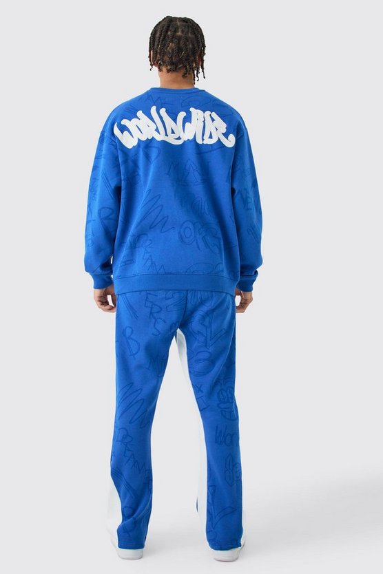 Oversize Trainingsanzug mit Graffiti-Applikation