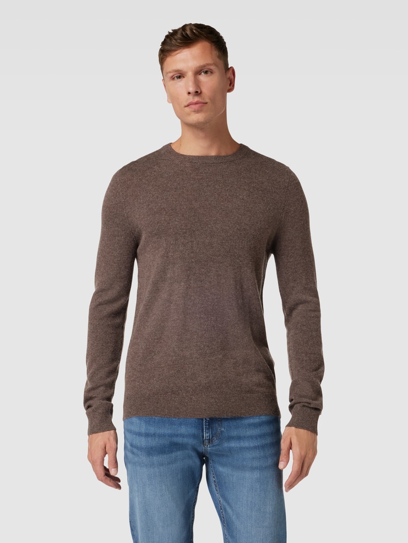 Strickpullover in melierter Optik in dunkelbraun meliert