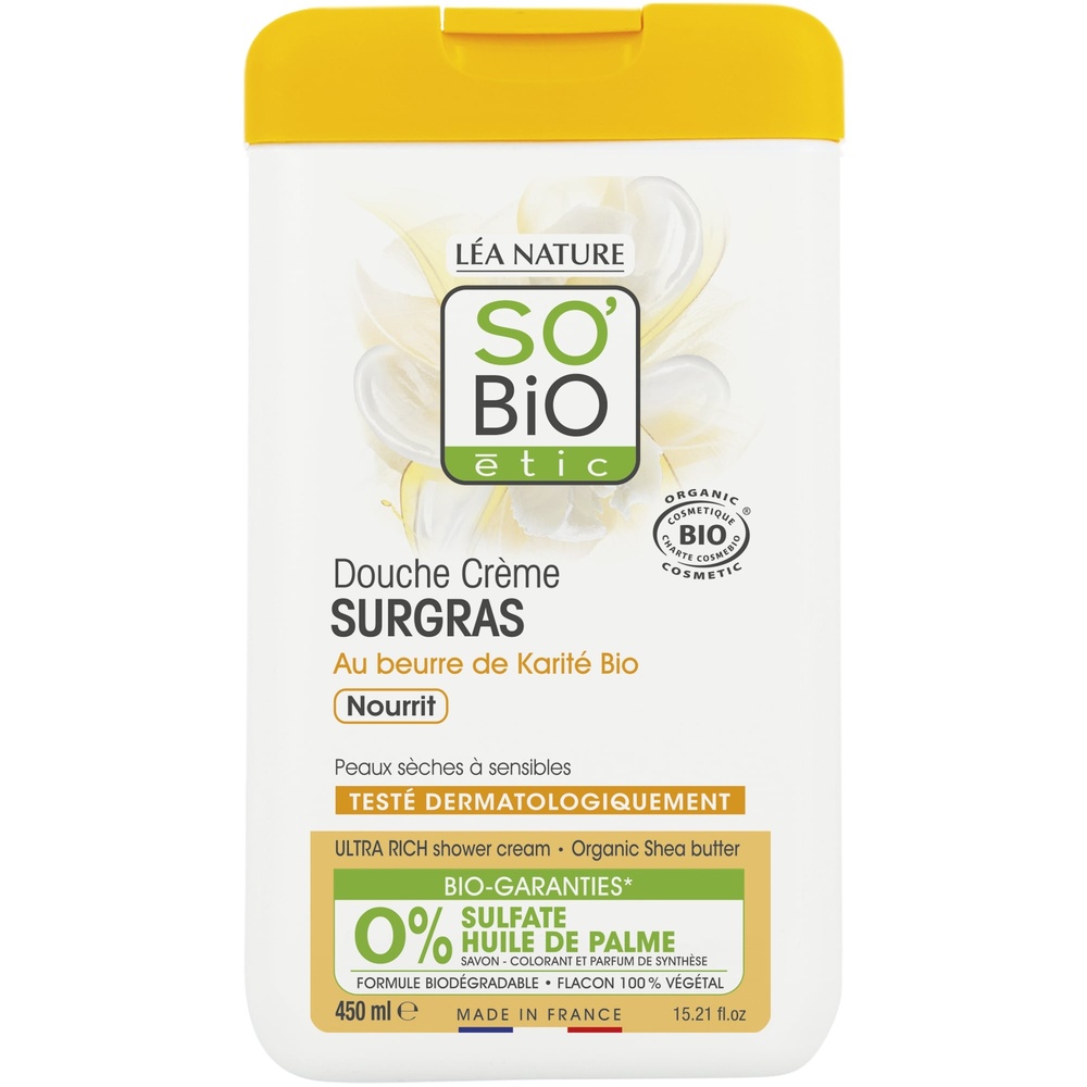 LÉA NATURE SO BiO étic Douche crème surgras, au beurre de Karité bio, nourrit Douche crème