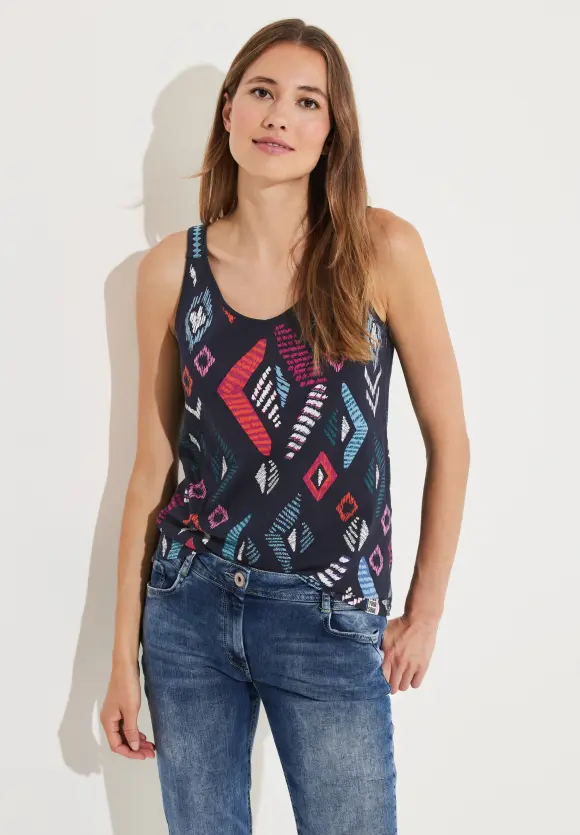 CECIL Top mit Print und Stickerei