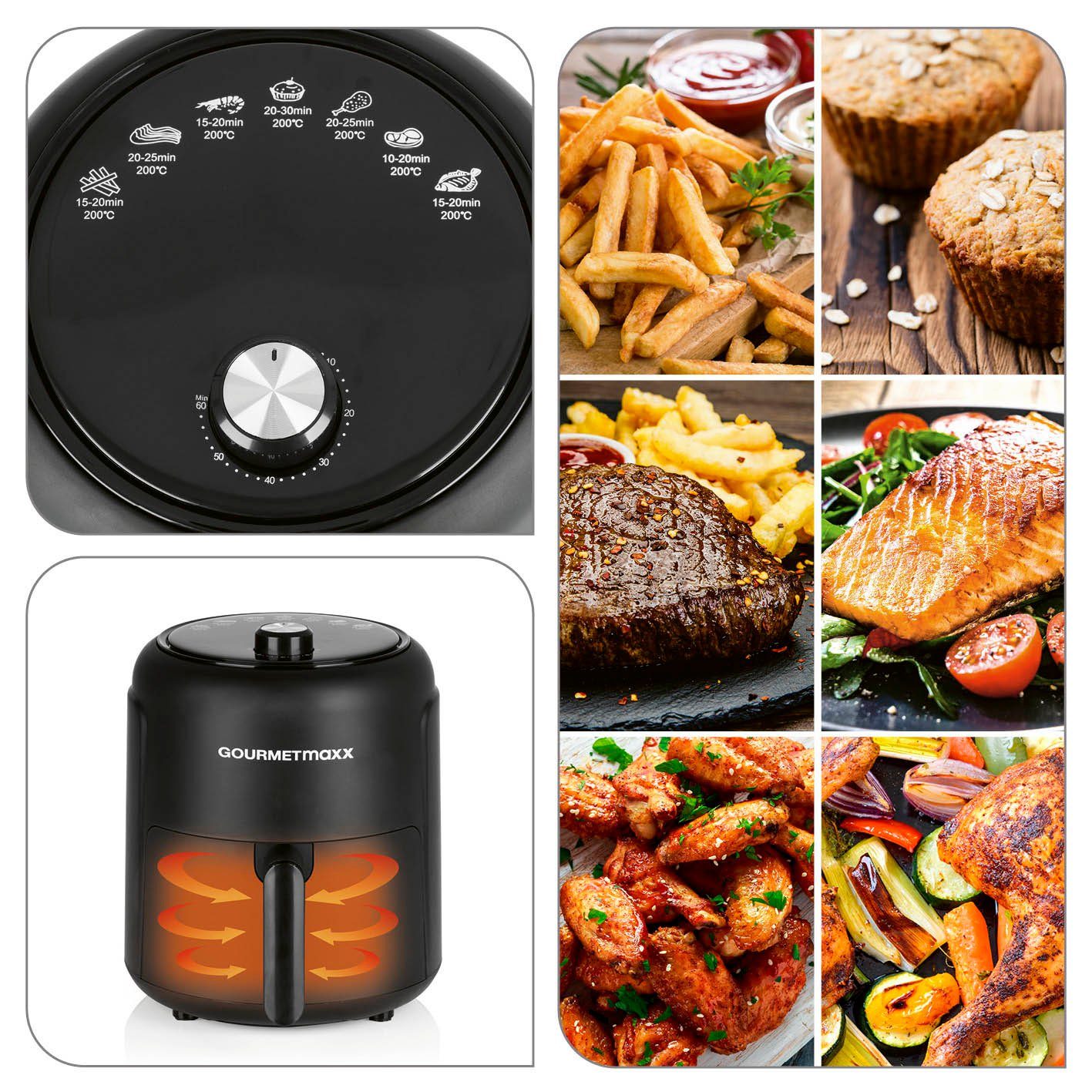 GOURMETmaxx Heißluftfritteuse 2,3L schwarz, 1000,00 W, Air Fryer