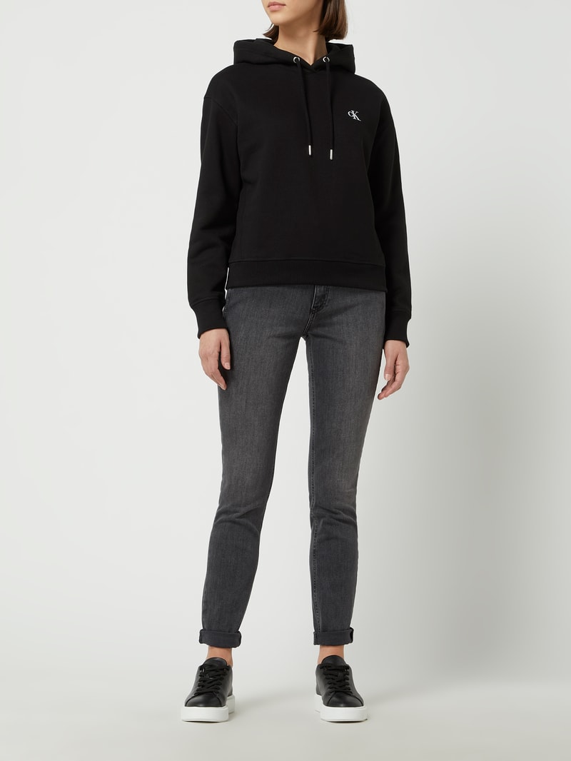 Skinny Fit High Rise Jeans mit Stretch-Anteil  in dunkelgrau meliert