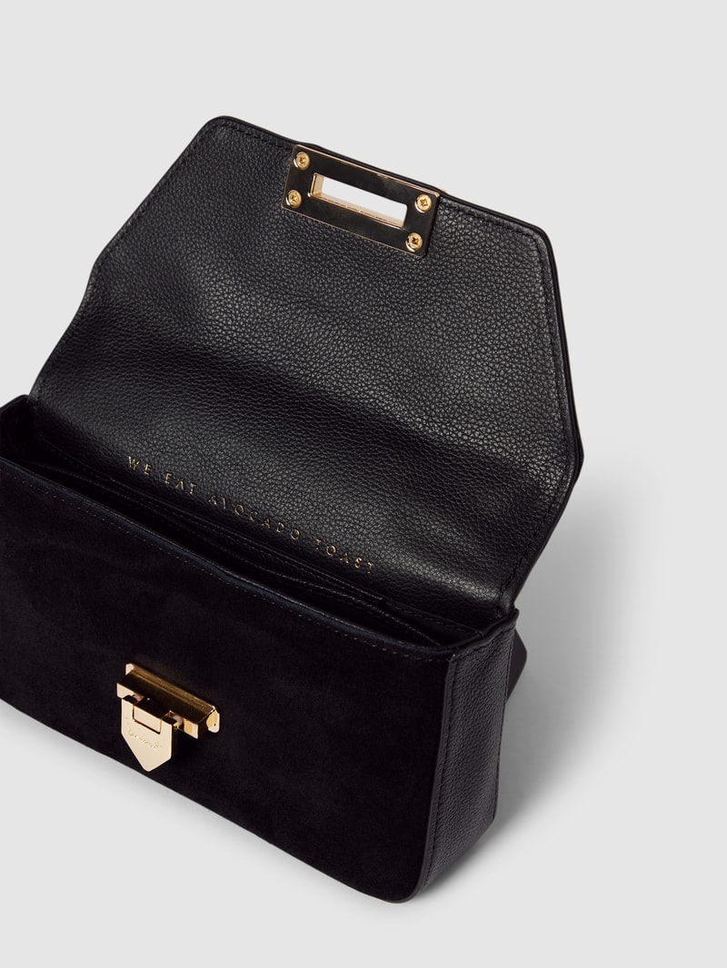 Umhängetasche mit Label-Detail Modell 'Toast Black Suede Gold' in schwarz