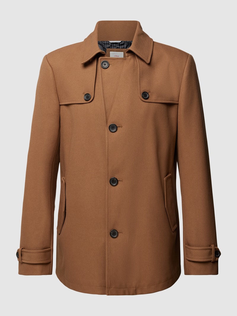 Jacke mit Umlegekragen und Ärmelriegeln in beige