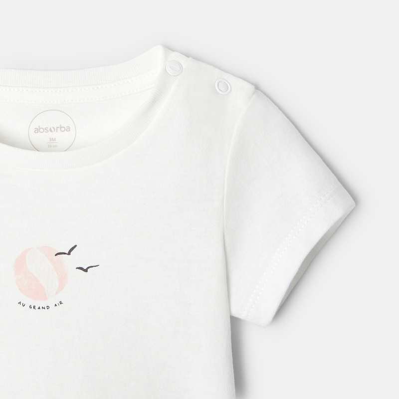T-shirt manches courtes en coton bio rose mixte Absorba