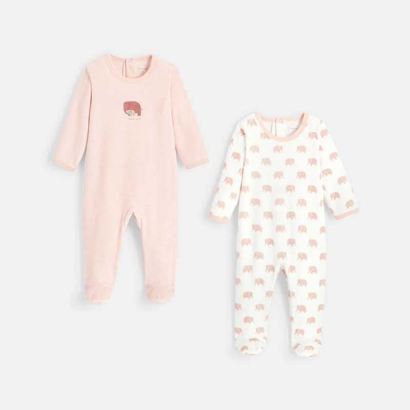 Lot de 2 pyjamas en velours bébé rose Absorba