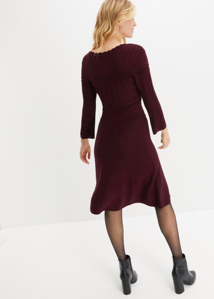 Strickkleid mit Ajourmuster und nachhaltiger Viskose
