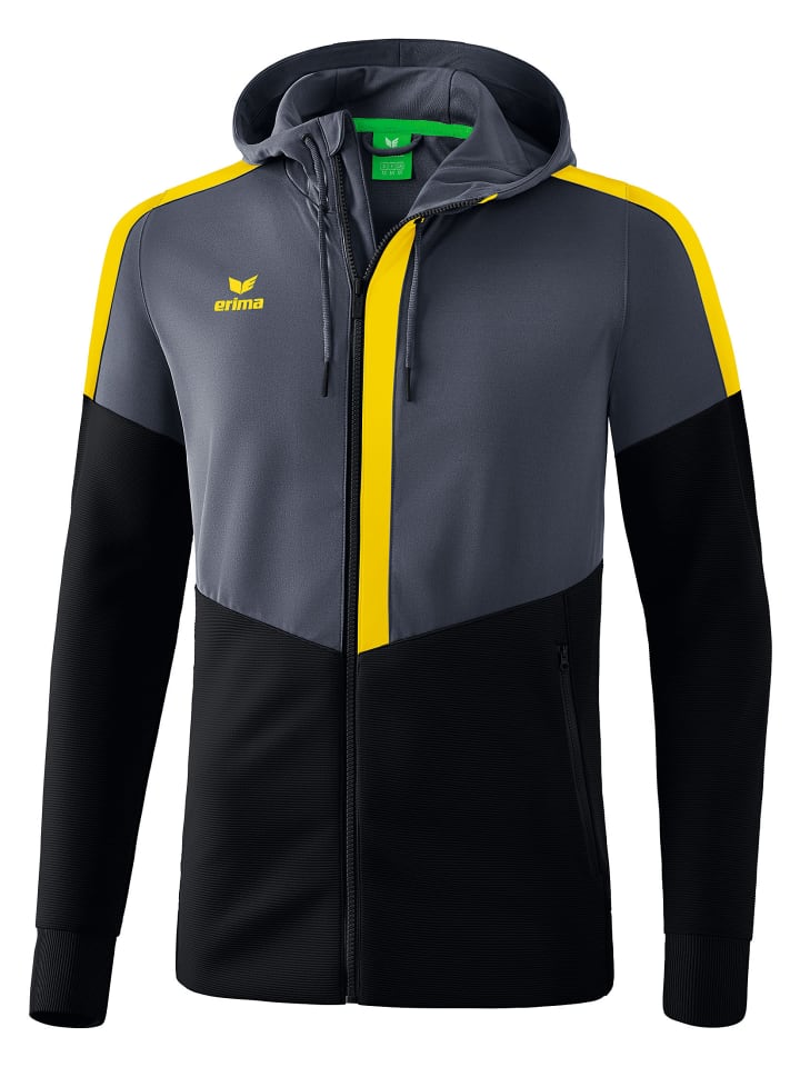erima Squad Trainingsjacke mit Kapuze in slate grey/schwarz/gelb günstig kaufen
