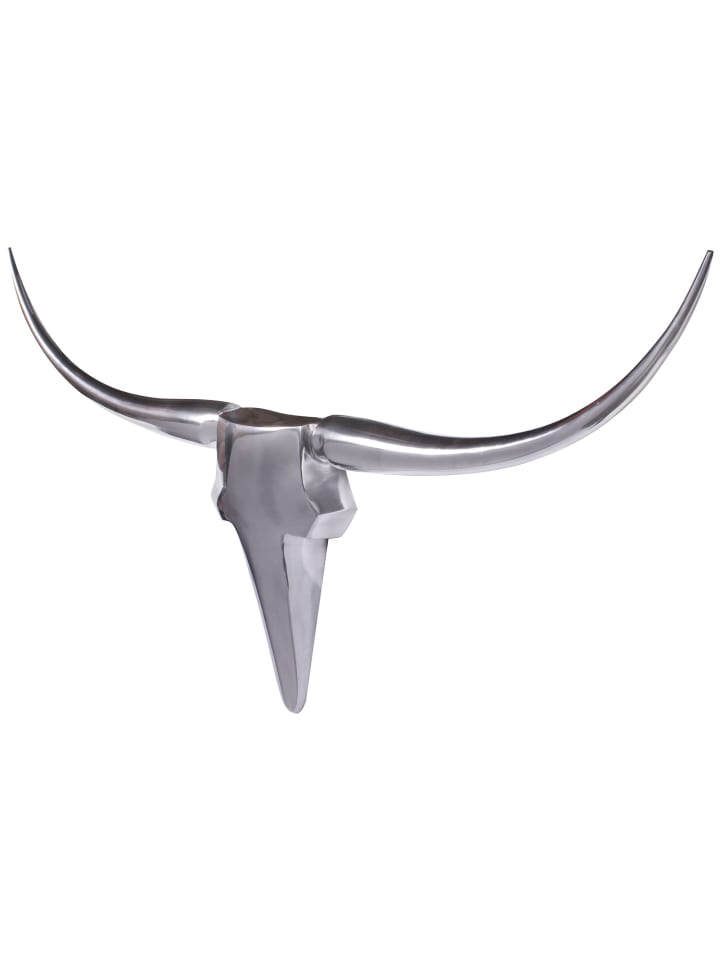 KADIMA DESIGN Bull Geweih L Wanddekoration 125cm breit Alu Aluminium silber in Silbern günstig kaufen