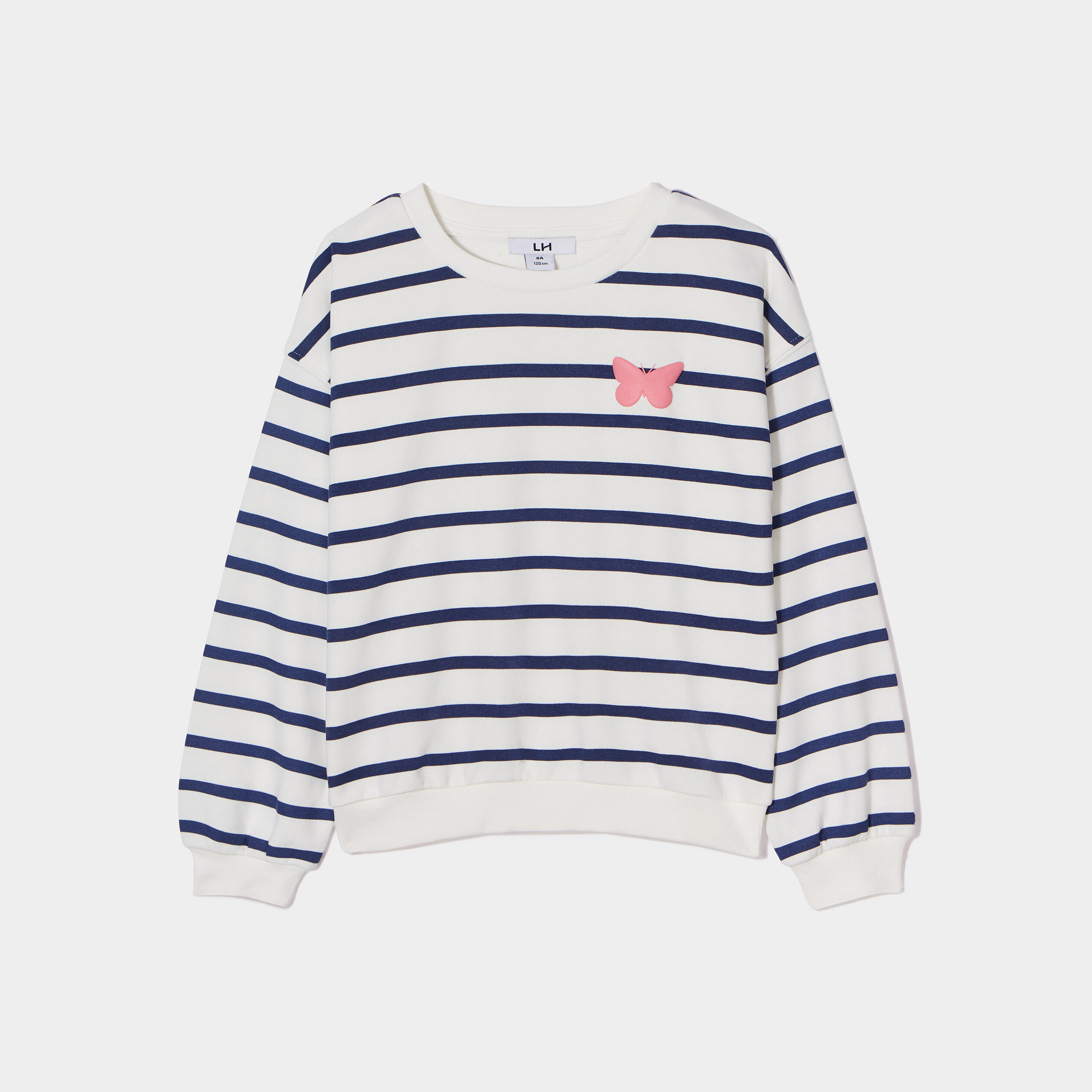 Sweat col rond manches longues blanc fille | La Halle