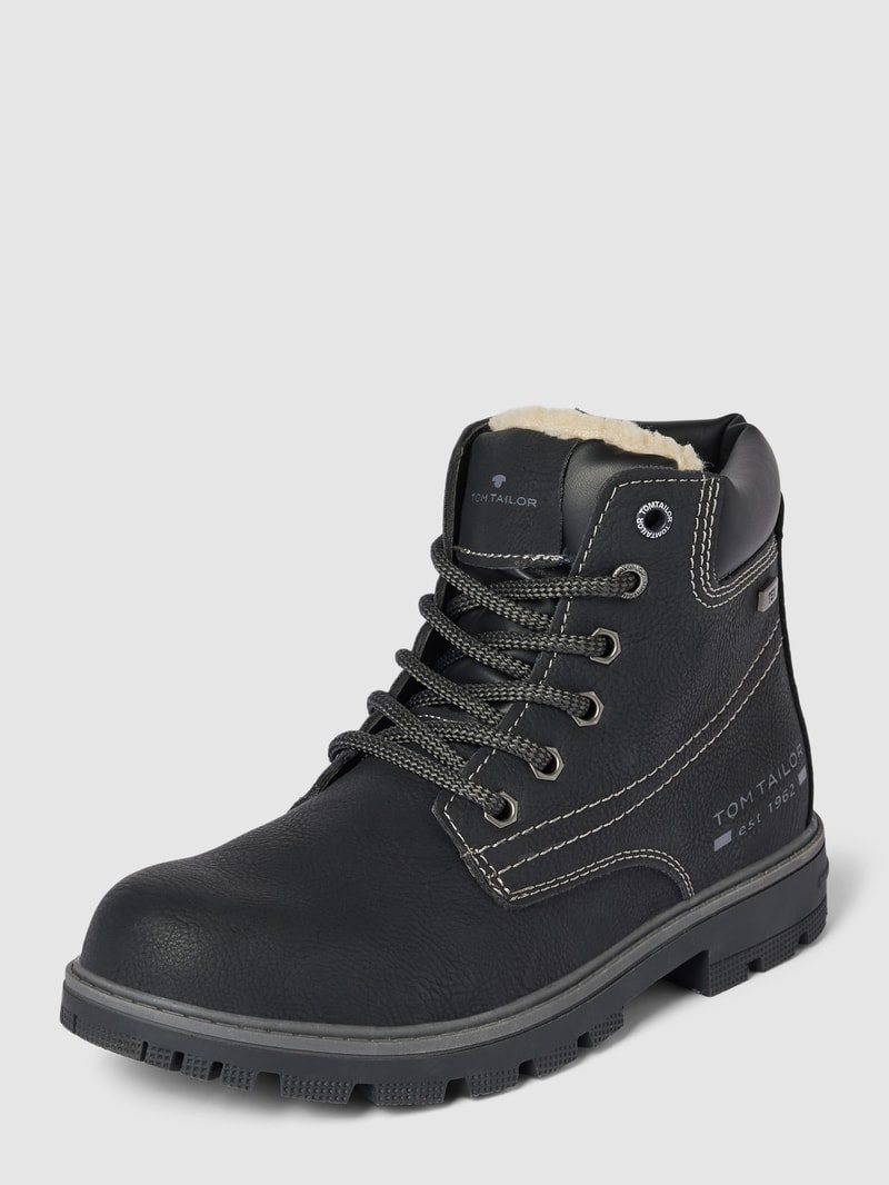 Stiefel mit Kunstfellbesatz in schwarz