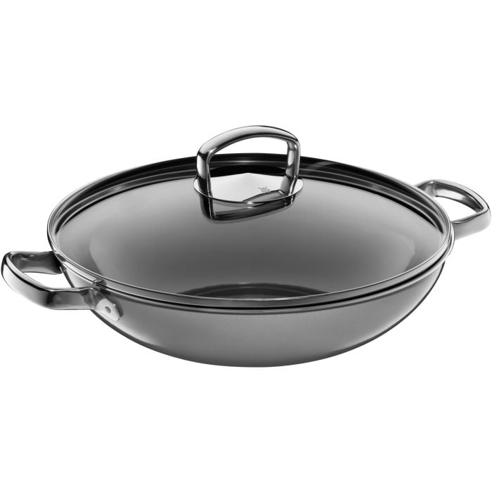 Fusiontec Mineral Wok mit Glasdeckel, 32 cm, Platinum